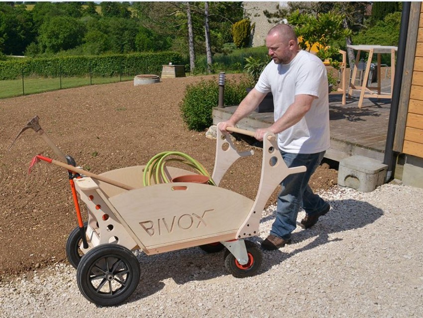 BIVOX-CHARIOT EN BOIS-BROUETTE EN BOIS-GARDEN K-TRANSPORT CHARGES VOLUMINEUSES-PRATIQUE-CHARIOT TOUT TERRAIN