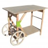 KOUKAPLANCHA-TABLE EN BOIS-PLANCHA-TABLE A PLANCHA-ROUES EN BOIS-DESSERTE-GARDEN K