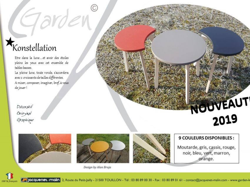 TABLES BASSES RONDES DESIGN-TABLE RONDE-TABLE DE SALON-LUNE-CROISSANTS DE LUNE-COMBINABLE-DESIGN-FRANCAIS-GARDEN K
